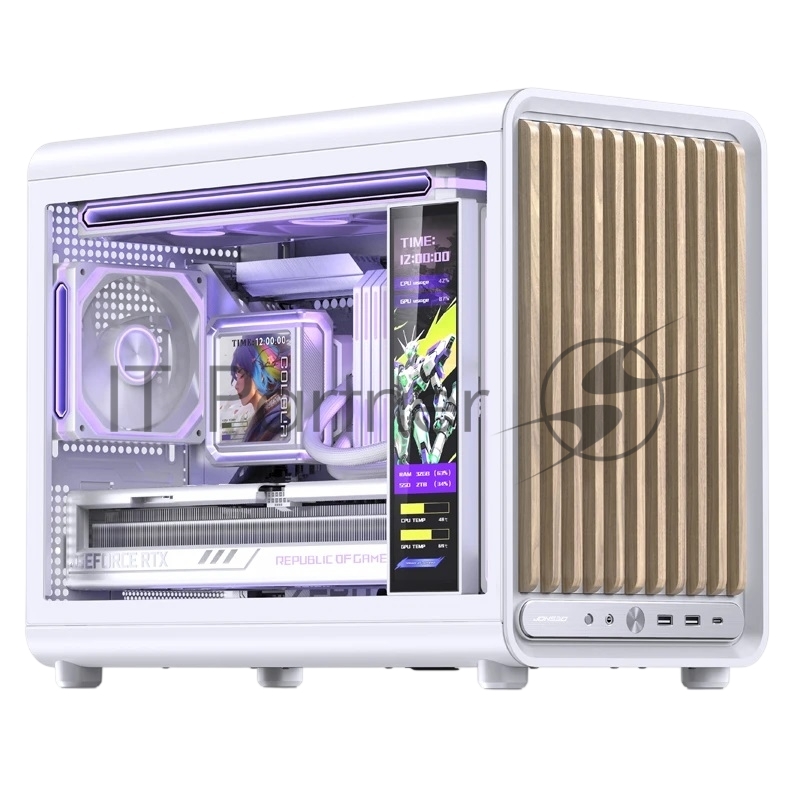 Корпус без блока питания Case JONSBO D33 WOOD, Mini-Tower, TG, no fan, 2xUSB-A 3.0 + 1xUSB-C 3.2, mATX, mITX White