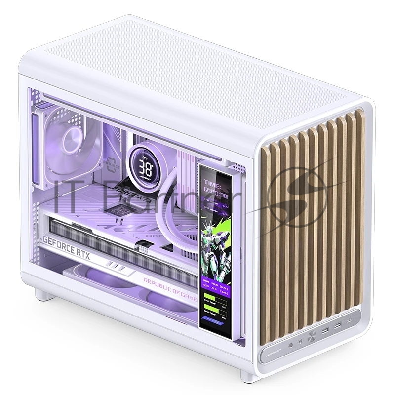 Корпус без блока питания Case JONSBO D33 WOOD, Mini-Tower, TG, no fan, 2xUSB-A 3.0 + 1xUSB-C 3.2, mATX, mITX White