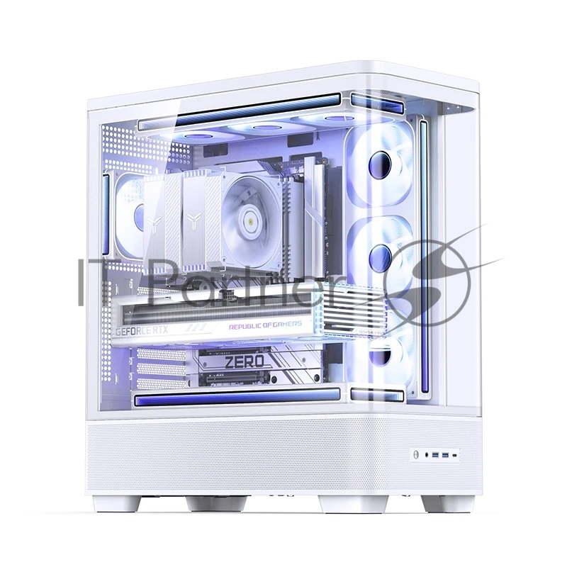 Корпус без блока питания Case JONSBO TK-5, Midi-Tower, TG, no fan, 2xUSB-A 3.0 + 1xUSB-C 3.2, ATX, mATX, mITX White