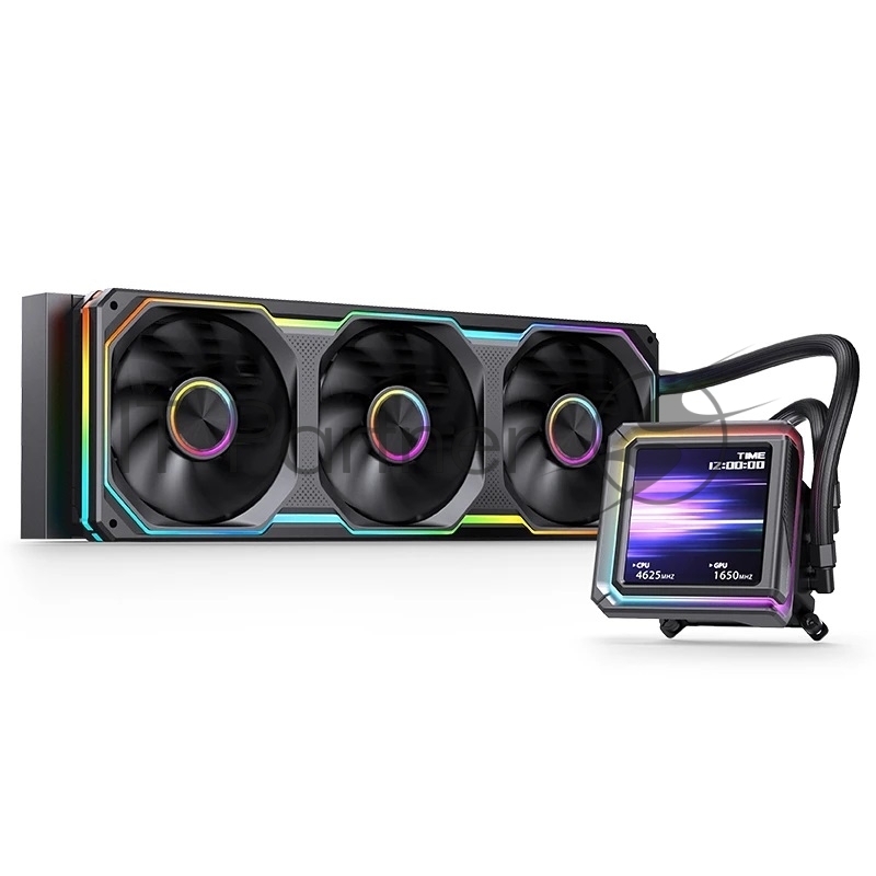 Система жидкостного охлаждения Water Cooling System JONSBO TX-360 Black (325W, 360mm, LED, Black, ARGB/ Fans: 3x120mm, 62.4CFM, 37.3dBA, 2400RPM/ Pump height 70.6mm, 5000RPM, Rad thickness 27mm/ S: 1851, 17XX, 1200, 115X, AM5, AM4)