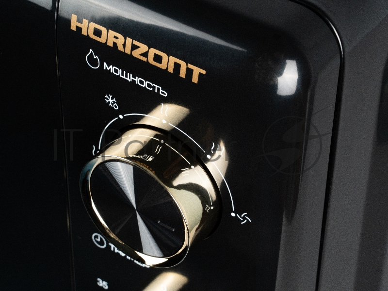 Микроволновая печь Horizont HSM205RBG черный/золотистый, 20 л, 700 Вт, переключатели — поворотный механизм