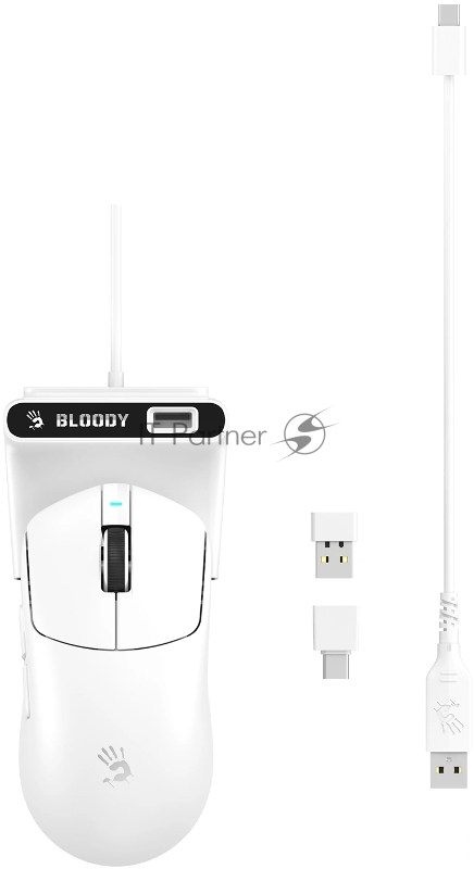 Мышь A4Tech Bloody R77 Ultra Dock белый оптическая 20000dpi беспров. USB 5but