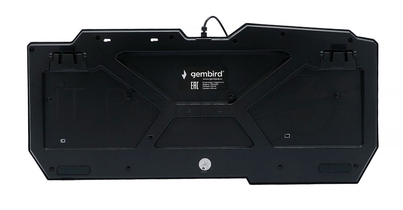 Проводная игровая клавиатура Gembird KB-G450L, полноразмерная, 104кл+4доп, 12Fn, подсветка 3 цвета, подставка для тел, 1.5м, черная