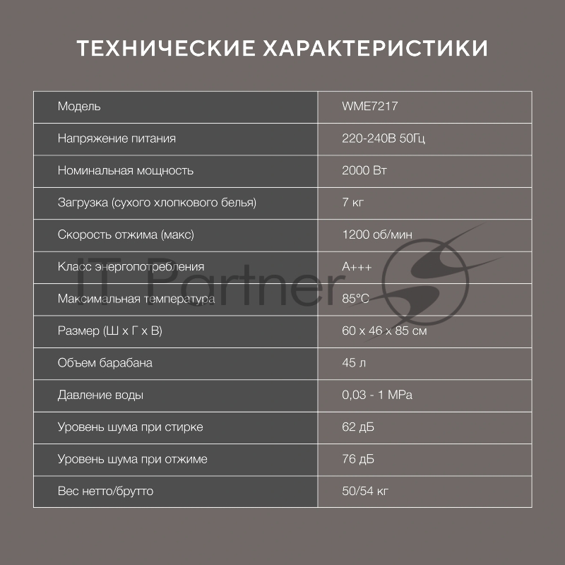 Стиральная машина Hyundai WME7217 класс: A+++ загр.фронтальная макс.:7кг серый инвертор