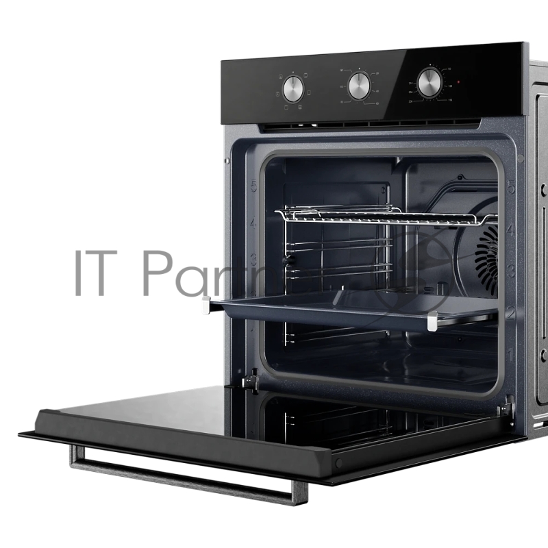 Духовой шкаф MONSHER MOE 6023 PTN Noir, High-Tech, 78 л, поворотное управление, таймер, 6 режимов, макс. температура 310 градусов, телескопические направляющие (на 1 уровень), энергоэффективность А, цвет черный