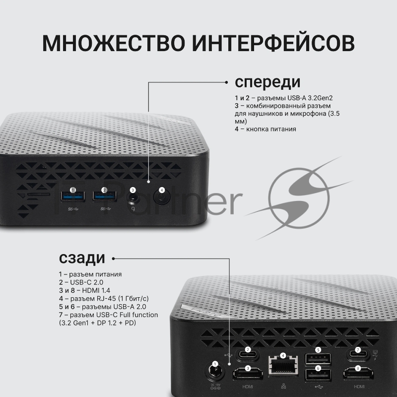 Неттоп Digma Mini Office Cel N4505 (2) 8Gb SSD256Gb UHDG 750 Windows 11 Pro GbitEth WiFi BT 45W черный (DPCN-8CXW02)