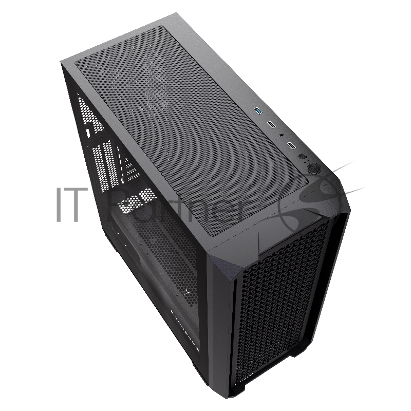 Корпус HSPD F750, Mesh Mid Tower, Black, TG, 0.6 SPCC, no fans, ATX, mATX, mITX 160/405/160mm 3x2.5, 2x3.5, 7xPCI 1xUSB-A 3.0, 2xUSB-A 2.0 450x210x482mm