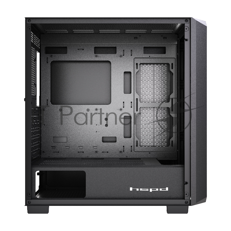 Корпус HSPD F750, Mesh Mid Tower, Black, TG, 0.6 SPCC, no fans, ATX, mATX, mITX 160/405/160mm 3x2.5, 2x3.5, 7xPCI 1xUSB-A 3.0, 2xUSB-A 2.0 450x210x482mm