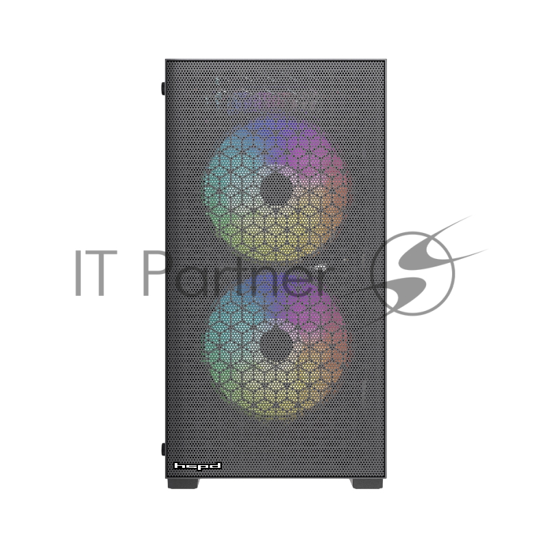Корпус HSPD M334, Mesh Mini-tower, Black, TG, 0.45 SPCC, 2x140mm ARGB + 1x120mm ARGB mATX, mITX 160/340/184mm 2x2.5, 2x3.5, 4xPCI 1xUSB-A 3.0, 2xUSB-A 2.0 385x200x390mm