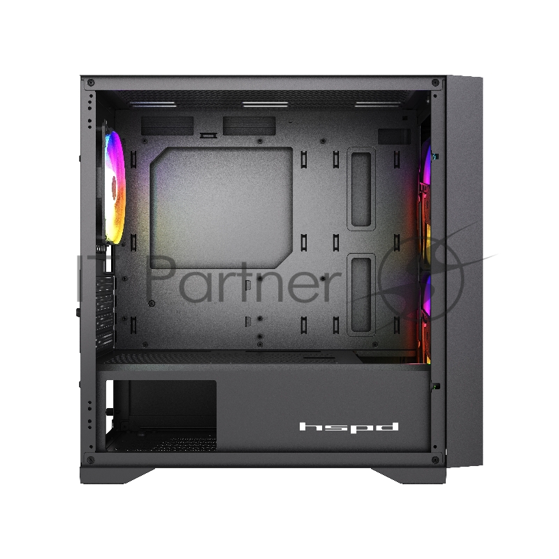Корпус HSPD M334, Mesh Mini-tower, Black, TG, 0.45 SPCC, 2x140mm ARGB + 1x120mm ARGB mATX, mITX 160/340/184mm 2x2.5, 2x3.5, 4xPCI 1xUSB-A 3.0, 2xUSB-A 2.0 385x200x390mm