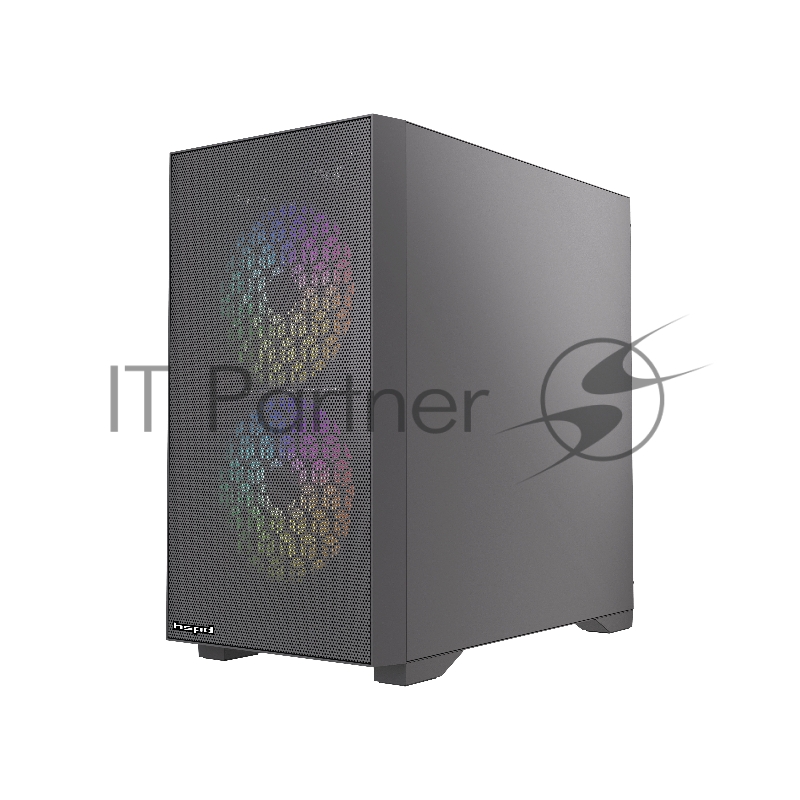 Корпус HSPD M334, Mesh Mini-tower, Black, TG, 0.45 SPCC, 2x140mm ARGB + 1x120mm ARGB mATX, mITX 160/340/184mm 2x2.5, 2x3.5, 4xPCI 1xUSB-A 3.0, 2xUSB-A 2.0 385x200x390mm