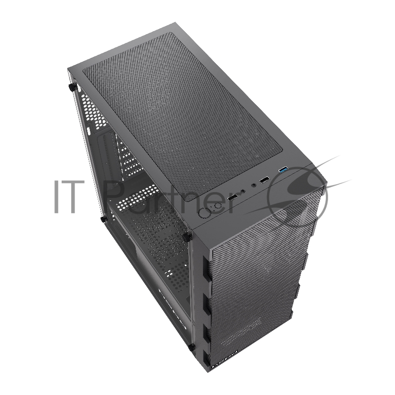 Корпус HSPD M550, Mesh Mid Tower, Black, TG, 0.45 SPCC, no fans ATX, mATX, mITX 160/340/200mm 2x2.5, 2x3.5, 7xPCI 1xUSB-A 3.0, 2xUSB-A 2.0 395x195x450mm