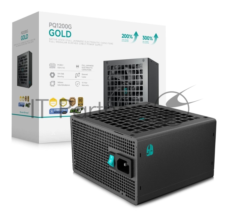 Блок питания Deepcool/GamerStorm PQ1200G, 1200Вт, 80+ Gold, 120мм, модульный, черный