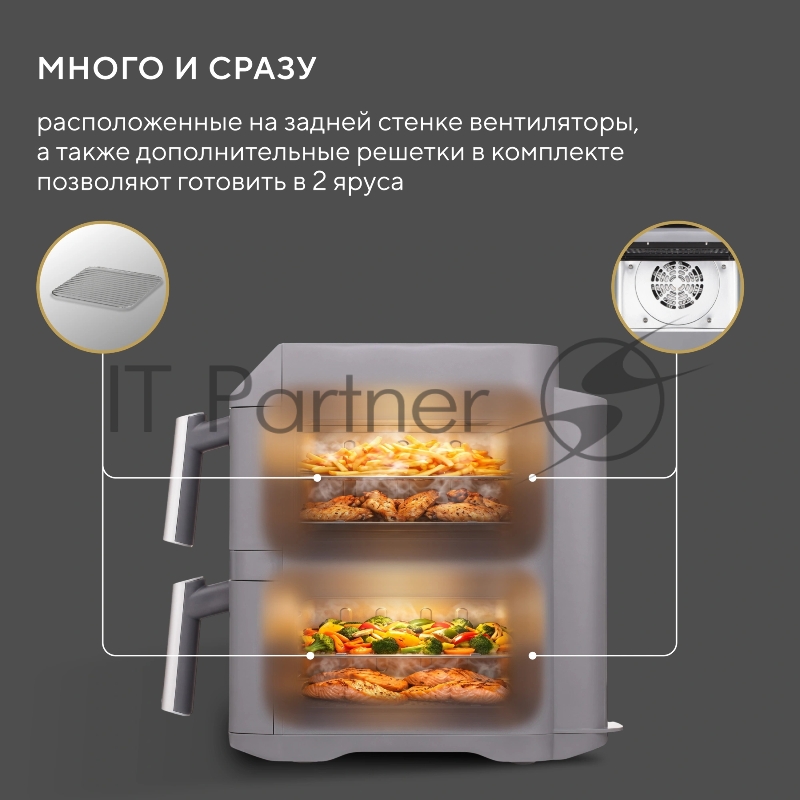 Аэрогриль Hyundai HYF-9900 12л 2800Вт серый
