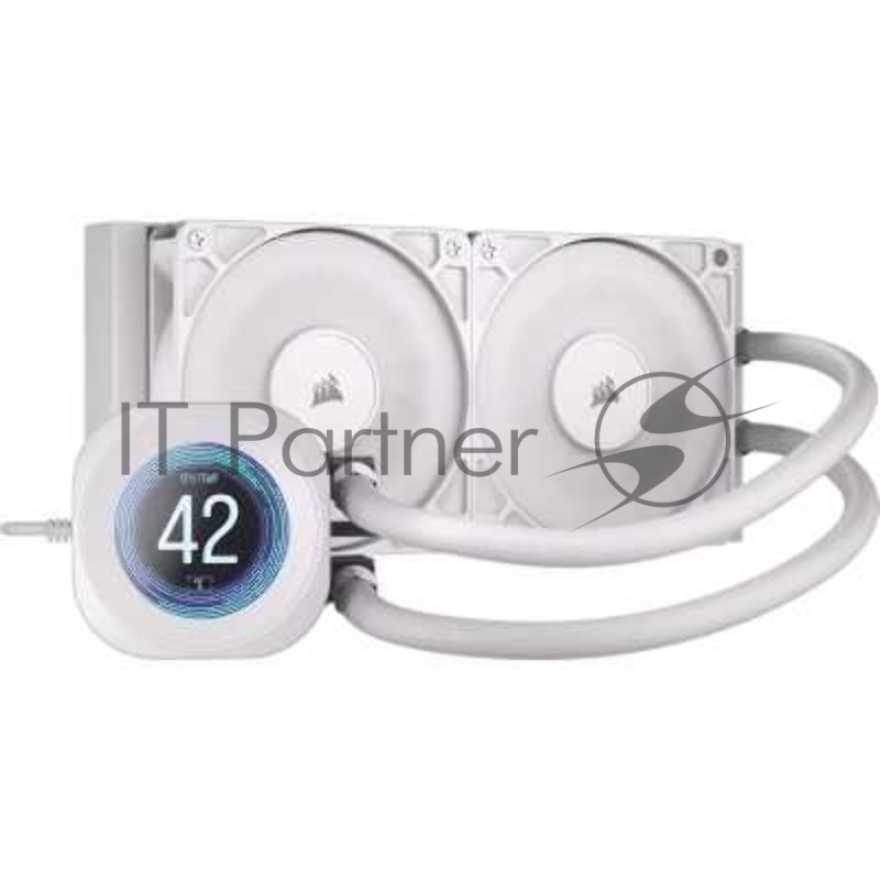 Система жидкостного охлаждения/ Water Cooling System Corsair NAUTILUS 240 RS LCD (240mm, White/ Fans: 2x120mm, 72.8CFM, 36dBA, 2100RPM/ S: 1851, 1700, AM5, AM4)