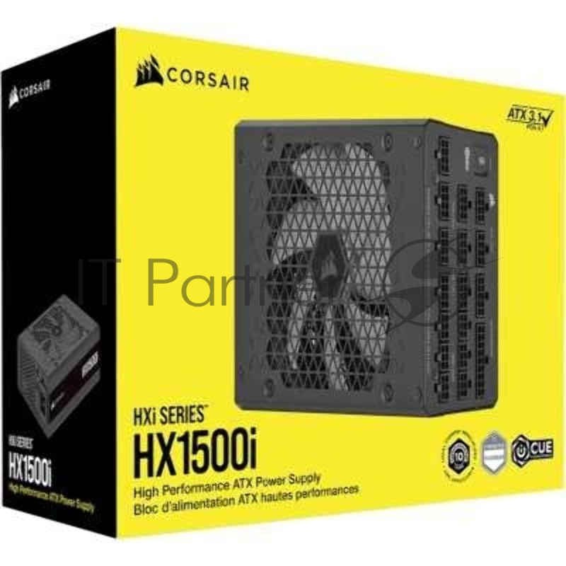 Блоки питания/ Power Supply Corsair HX1500i, Model RPS0132, 1500W 80+ Platinum (ATX, 3.1, PCIe 5.1, Full modular, 1x24(20+4)pin, 2x8-Pin to 12V-2x6 Cable, 3x4+4-pin CPU +12V (EPS), 6x4-pin Molex, 4x6+2-pin PCIe, 8xSATA3, 1xUSB Type-C, Active, 140x140