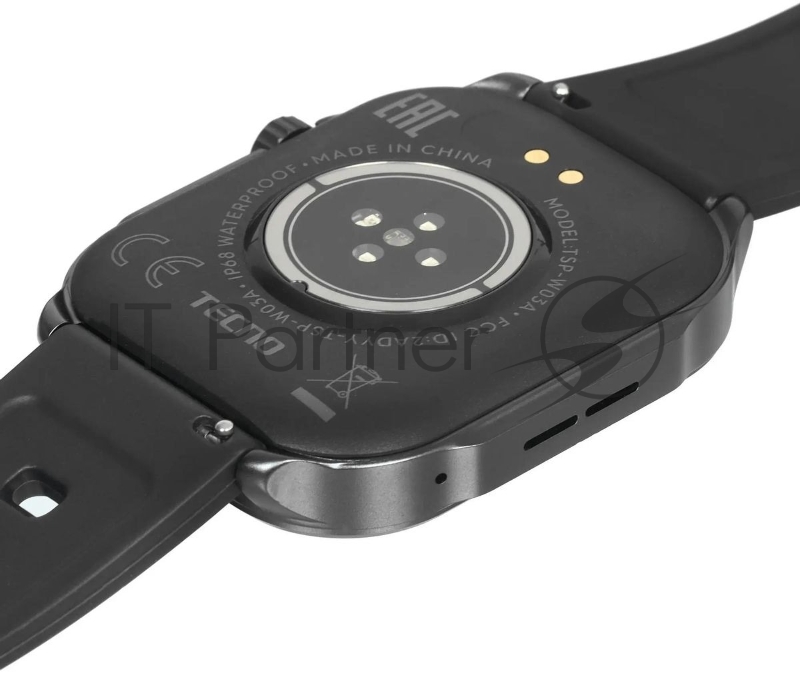 Умные часы Tecno Watch 3 Active, 2.04 IPS, Bluetooth 5.3, USB Type-C, IP68, черный