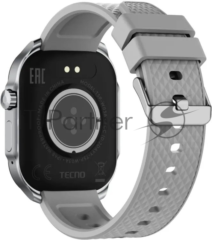 Умные часы Tecno Watch 3 Active, 2.04 IPS, Bluetooth 5.3, USB Type-C, IP68, серебристый