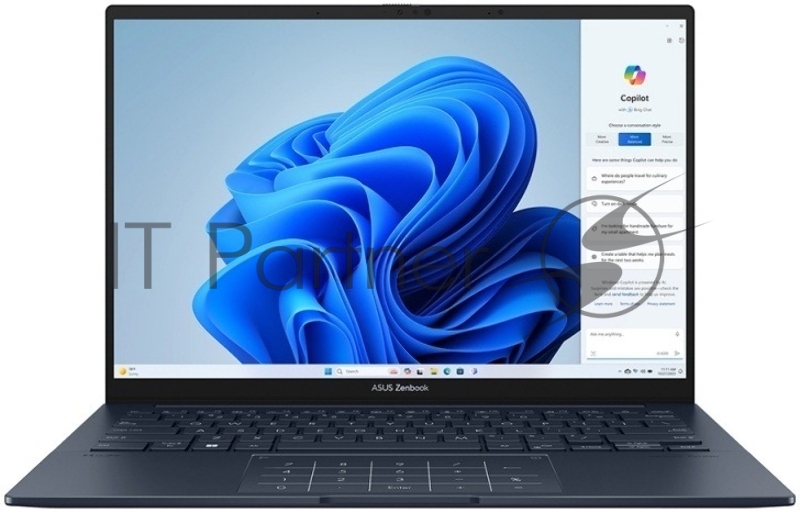 Ноутбук ASUS Zenbook 14 OLED UX3405 (90NB14W1-M01Z70) Intel Core Ultra 7 255H 4400MHz/14/2880x1800/16GB/1024 SSD/Intel Arc Graphics/Wi-Fi/Bluetooth/Без ОС Blue