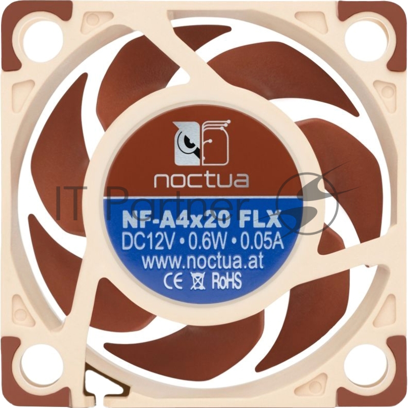 Кулер для корпуса Case Cooler Noctua NF-A4x20 FLX (40x40x20mm, 3-pin, 5.53CFM, 14.9dBA, 5000RPM, Beige/Brown)