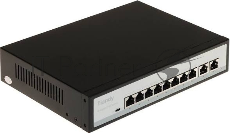 Коммутатор Tiandy TC-P3S010 Spec:G/0820/AT/110, 8×1 Гбит/с PoE + 2×1 Гбит/с Uplink, неуправляемый