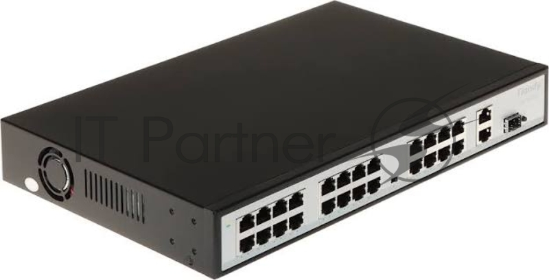 Коммутатор Tiandy TC-P3S027 Spec:H/2421/AT/260, 24×100 Мбит/с PoE + 2×1 Гбит/с Uplink + 1×1 Гбит/с SFP, неуправляемый