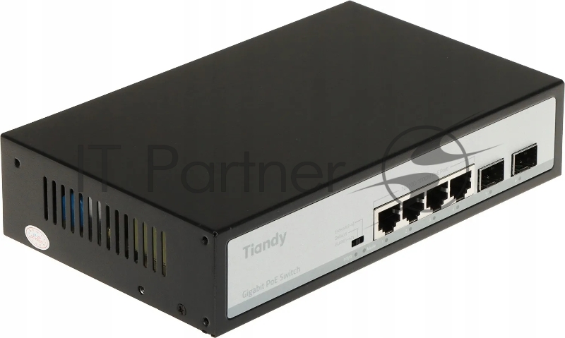 Коммутатор Tiandy TC-P3S06 Spec:H/0402/AT/60/V2.0, 4×1 Гбит/с PoE + 2×1 Гбит/с SFP, неуправляемый