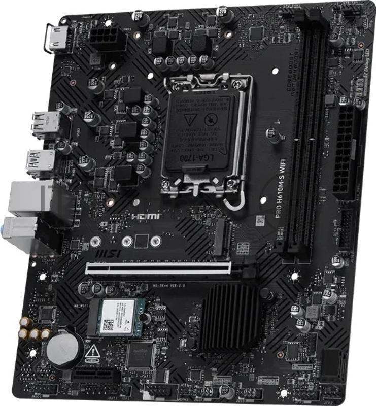 Материнская плата MSI PRO H610M-S WIFI H610, LGA1700, 2*DDR5, 1*PCIEx16, 1*PCIEx1, 1*M.2, 4*USB3.2Gen1, 8*USB2.0, 2*SATA3.0, 1G, HDMI, M-ATX, RTL