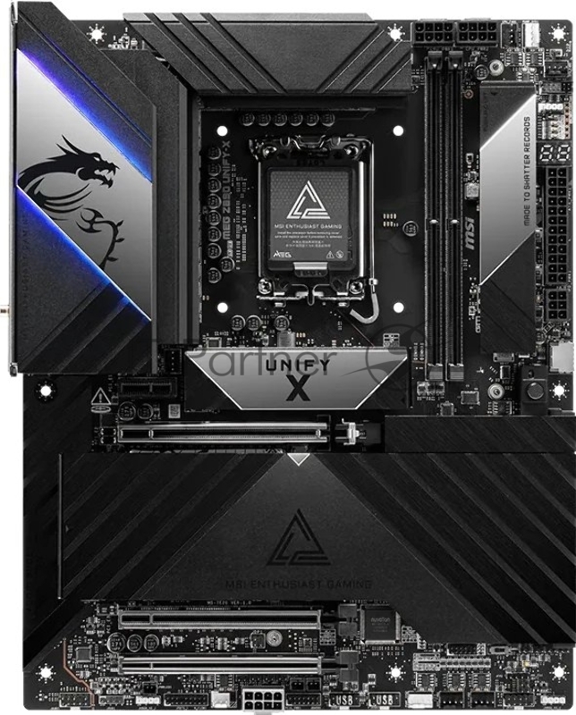 Материнская плата MSI MEG Z890 UNIFY-X Z890, LGA1851, 2*DDR5, 3*PCIEx16, 1*PCIEx1, 6*M.2, 2*TypeC, 8*USB3.2Gen2, 4*USB3.2Gen1, 8*USB2.0, 6*SATA3.0, 5G, 2*Type-C(DP), ATX, RTL