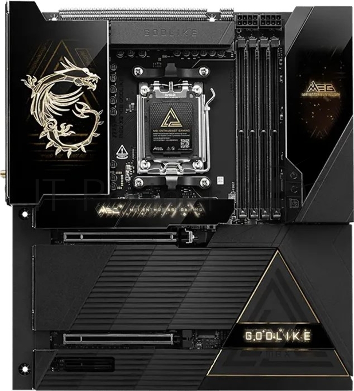Материнская плата MSI MEG X870E GODLIKE MAX X870E, AM5, 4*DDR5, 2*PCIEx16, 1*PCIEx4, 5*M.2, 5*TypeC, 8*USB3.2Gen2, 4*USB3.2Gen1, 4*USB2.0, 4*SATA3.0, 10G, 5G, 2*TypeC(DP), Е-ATX, RTL