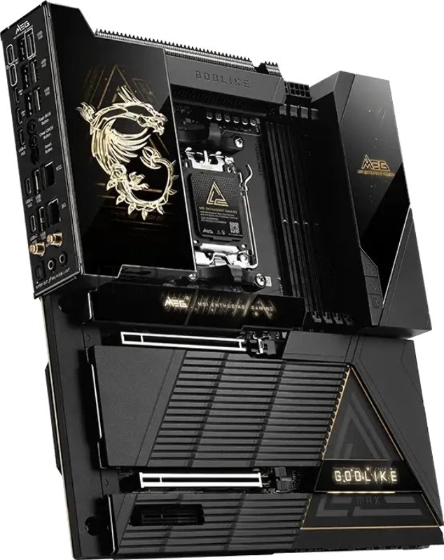 Материнская плата MSI MEG X870E GODLIKE MAX X870E, AM5, 4*DDR5, 2*PCIEx16, 1*PCIEx4, 5*M.2, 5*TypeC, 8*USB3.2Gen2, 4*USB3.2Gen1, 4*USB2.0, 4*SATA3.0, 10G, 5G, 2*TypeC(DP), Е-ATX, RTL