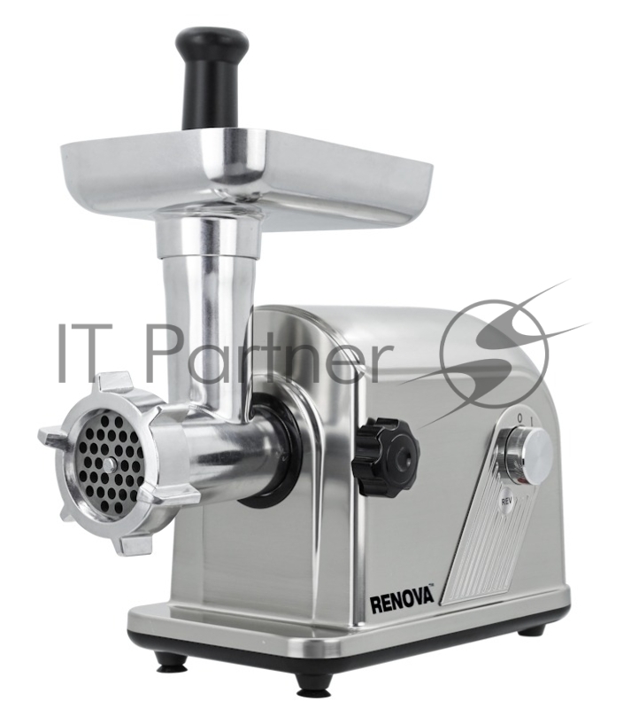 Мясорубка электрическая Renova MG320-R2SP серебристый, 3200 Вт, 3 кг/мин, реверс, защита от перегрузки, насадки - 5