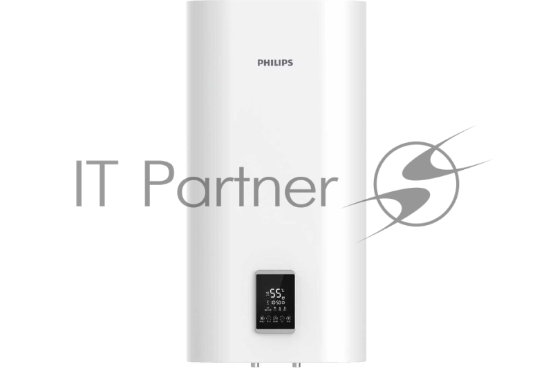 Водонагреватель электрический Philips AWH1622/51(80YC) белый, накопительный, 80 л, 2 кВт, настенный, вертикальный, плоский корпус, бак из нержавеющей стали, двухступенчатый сухой ТЭН DRY SHELL, сенсорное управление с LED-дисплеем