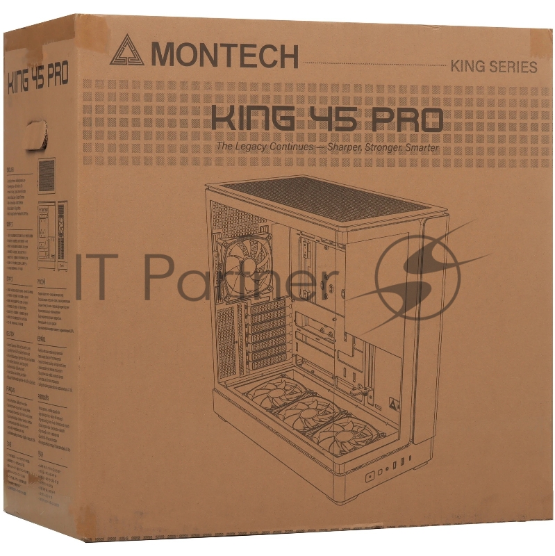 Корпус MONTECH ATX KING 45 PRO, Mid-Tower, черный, 4 x 120 мм