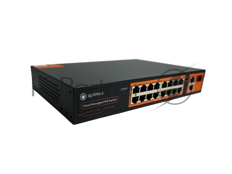 Коммутатор Optimus U1IC-16F/2G/1S, 16×100 Мбит/с PoE+ + 2×1 Гбит/с Uplink + 1×1 Гбит/с SFP Uplink, настраиваемый