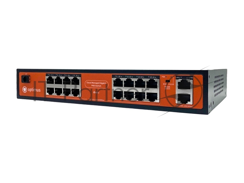 Коммутатор Optimus U1IC-16G/2G/1S, 16×1 Гбит/с PoE+ + 2×1 Гбит/с Uplink + 1×1 Гбит/с SFP Uplink, настраиваемый
