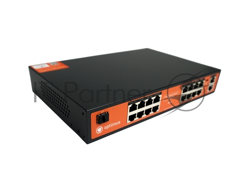 Коммутатор Optimus U1IC-16G/2G/1S, 16×1 Гбит/с PoE+ + 2×1 Гбит/с Uplink + 1×1 Гбит/с SFP Uplink, настраиваемый