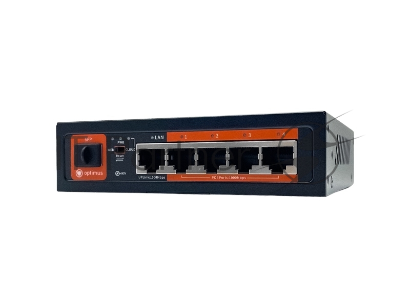 Коммутатор Optimus U1IC-4G/1G/1S, 4×1 Гбит/с PoE+ + 1×1 Гбит/с Uplink + 1×1 Гбит/с SFP Uplink, настраиваемый