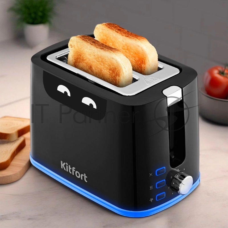Тостер Kitfort КТ-6410 900Вт черный/синий