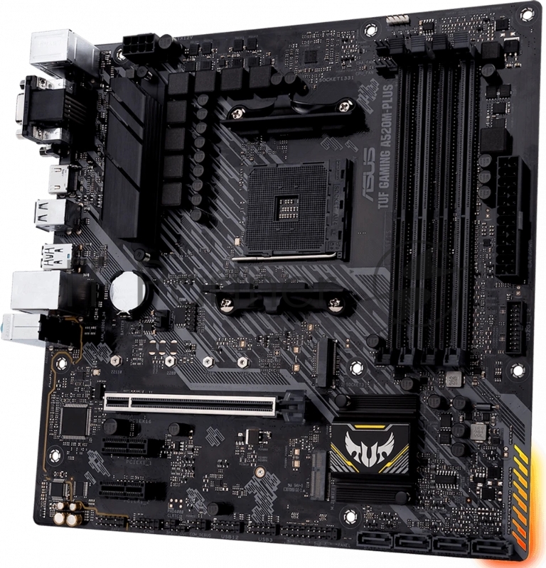 Материнская плата ASUS TUF GAMING A520M-PLUS II, AM4, AMD A520, 4xDDR4, 4xSATA, 2xM.2, 1xPCIe 3.0 x16, DP, HDMI, D-Sub, 1x1Gb LAN, 3x3.5 мм, 7.1, microATX