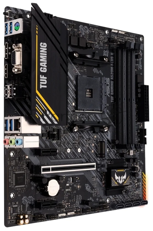 Материнская плата ASUS TUF GAMING A520M-PLUS II, AM4, AMD A520, 4xDDR4, 4xSATA, 2xM.2, 1xPCIe 3.0 x16, DP, HDMI, D-Sub, 1x1Gb LAN, 3x3.5 мм, 7.1, microATX