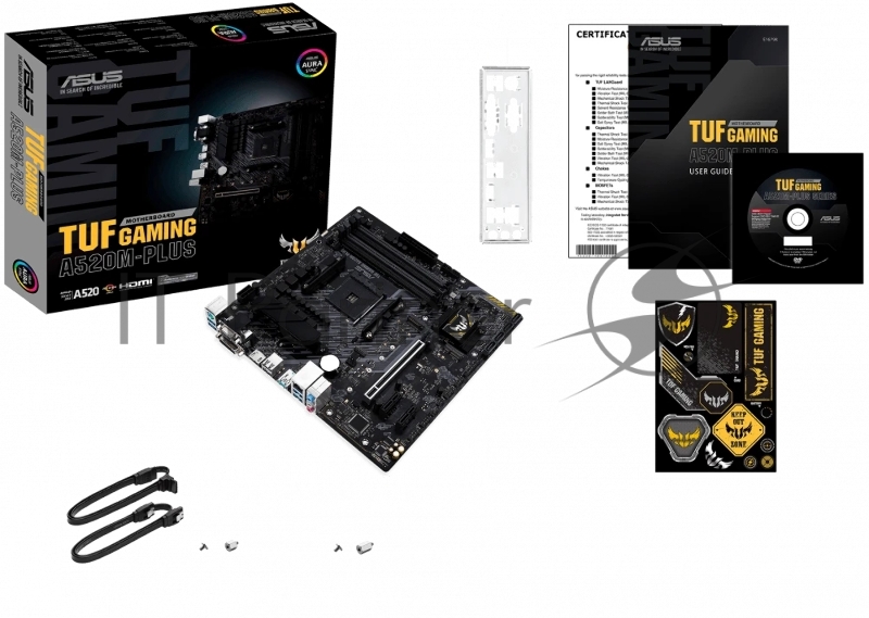 Материнская плата ASUS TUF GAMING A520M-PLUS II, AM4, AMD A520, 4xDDR4, 4xSATA, 2xM.2, 1xPCIe 3.0 x16, DP, HDMI, D-Sub, 1x1Gb LAN, 3x3.5 мм, 7.1, microATX