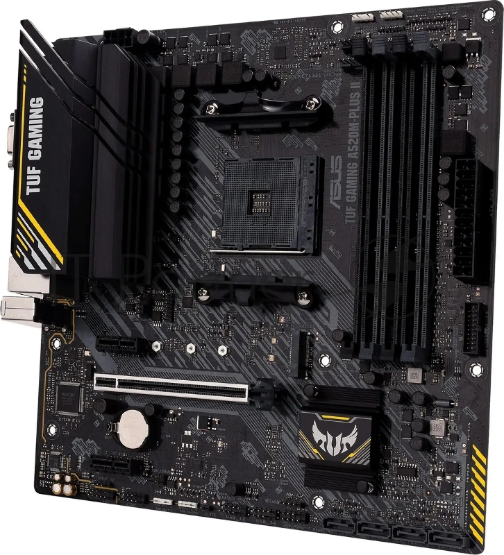 Материнская плата ASUS TUF GAMING A520M-PLUS II, AM4, AMD A520, 4xDDR4, 4xSATA, 2xM.2, 1xPCIe 3.0 x16, DP, HDMI, D-Sub, 1x1Gb LAN, 3x3.5 мм, 7.1, microATX