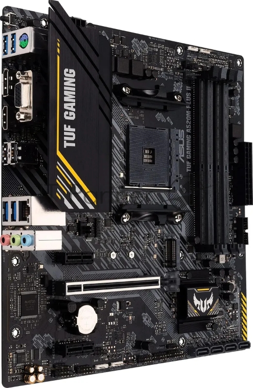 Материнская плата ASUS TUF GAMING A520M-PLUS II, AM4, AMD A520, 4xDDR4, 4xSATA, 2xM.2, 1xPCIe 3.0 x16, DP, HDMI, D-Sub, 1x1Gb LAN, 3x3.5 мм, 7.1, microATX