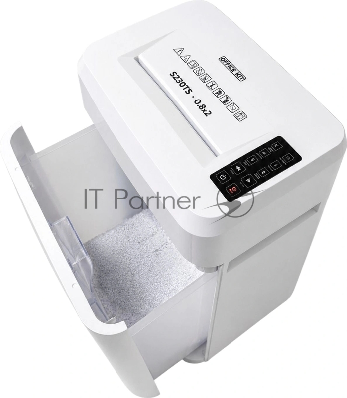 Шредер Office Kit S230TS белый (секр.P-7) фрагменты 6лист. 29лтр.