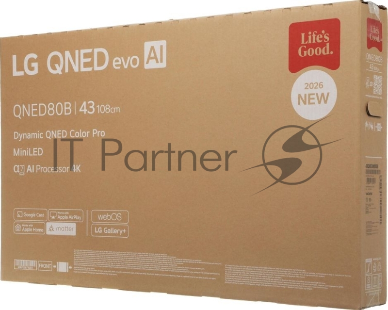 Телевизор LG 43 43QNED80B6B, черный, Mini LED, QNED 3840x2160 4K Ultra HD, 60Hz, Smart TV, webOS