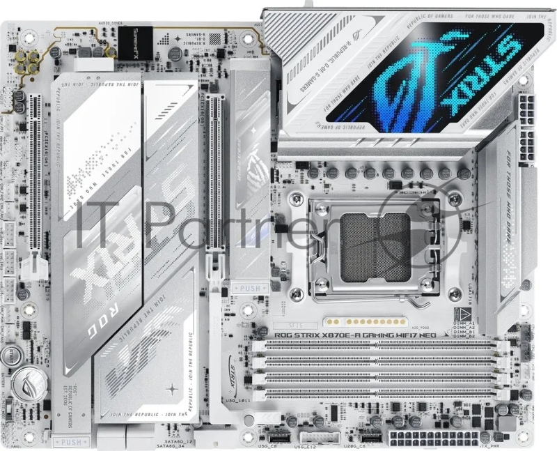 Материнская плата ASUS ROG STRIX X870E-A GAMING WIFI7 NEO, AM5, AMD X870E, 4xDDR5, 4xSATA, 2xPCIe x16 (1x 5.0, 1x 4.0), 1xHDMI, 2xUSB4 Type-C, 6xUSB 3.2 Gen2, 4xUSB 3.2 Gen1, 1x 5Gb LAN, 2x3.5 мм, 7.1, ATX