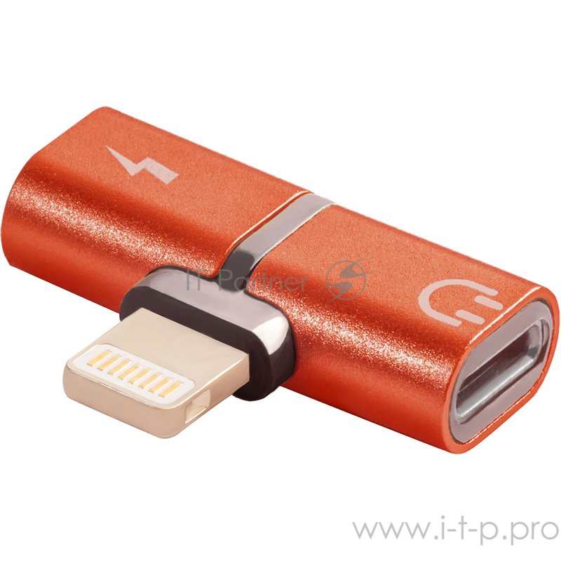 Переходник Greenconnect Адаптер-переходник USB 2.0 Lightning 8pin/jack 3,5mm аудио, красный, (GCR-51149)