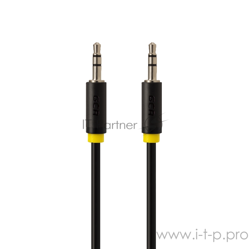 Кабель Greenconnect Кабель аудио 0.5m jack 3,5mm/jack 3,5mm черный, желтая окантовка, ультрагибкий, 28 AWG, M/M, Premium , экран, стерео(GCR-AVC1114-0.5m)