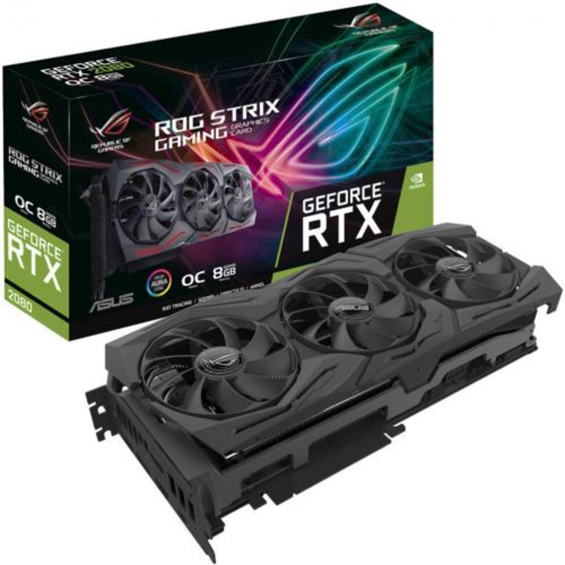 Видеокарта ASUS GeForce RTX 2080 8ГБ ROG-STRIX-RTX2080-O8G-GAMING (GeForce RTX 2080, DDR6, 2xHDMI, 2xDP, USB-C) (PCI-E)